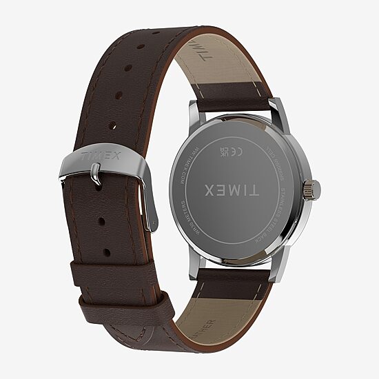 Timex Mens Brown Leather Strap Watch Tw2y67500jt