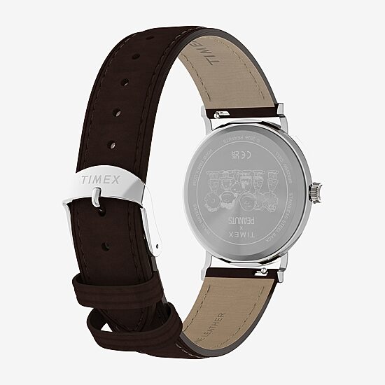 Timex Timex Peanuts Weekender 38mm Baseball Brown Leather Strap Watch Tw2y51500jt Mens Brown Leather Strap Watch Tw2y51500jt