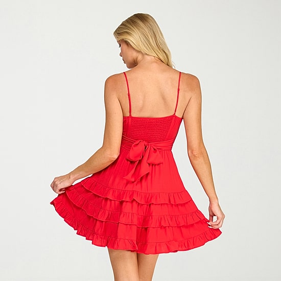 Trixxi Womens Juniors V Neck Sleeveless Fit + Flare Dress
