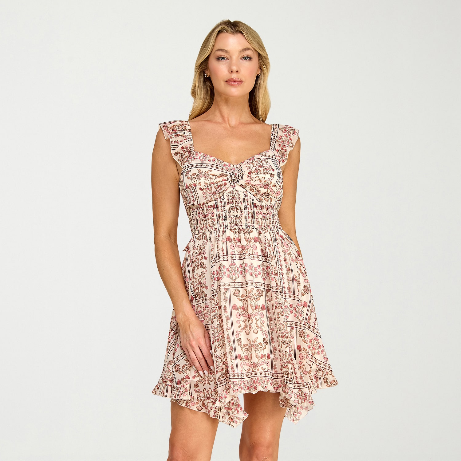 Trixxi Womens Juniors Sweetheart Neck Short Sleeve Flutter Fit + Flare Dress