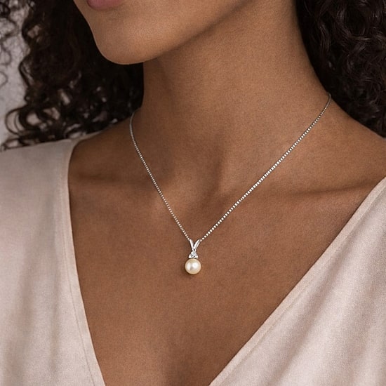 Limited Quantities! Womens Champagne Cultured Freshwater Pearl Sterling Silver 18 Inch Pendant Necklace