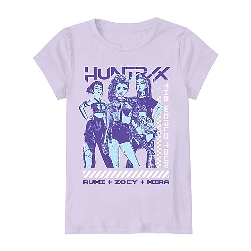 Little & Big Kid Girls Round Neck Short Sleeve Regular Fit KPOP Demon Hunters Graphic T-Shirt, Medium (10-12), Purple