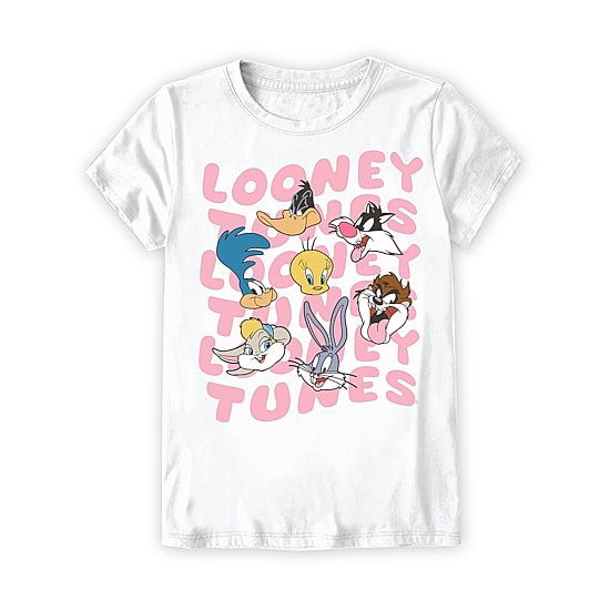 Little & Big Kid Girls Round Neck Short Sleeve Regular Fit Looney Tunes Graphic T-Shirt