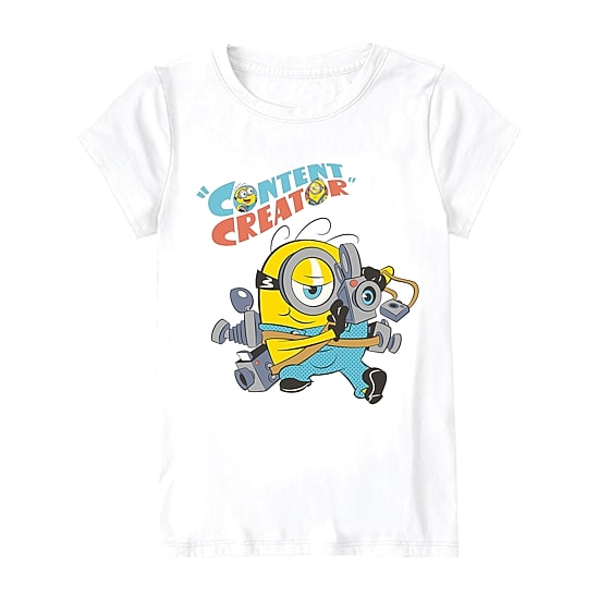 Little & Big Kid Girls Round Neck Short Sleeve Regular Fit Minions Graphic T-Shirt