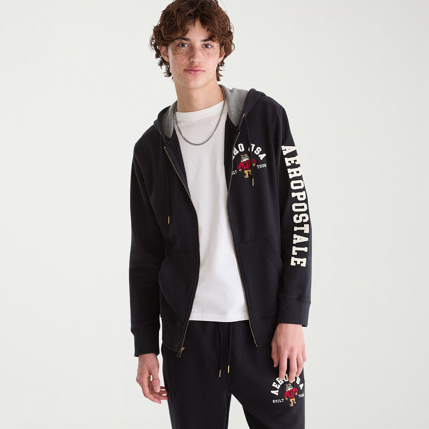 AEROPOSTALE Mens Long Sleeve Fleece Zipper Hoodie