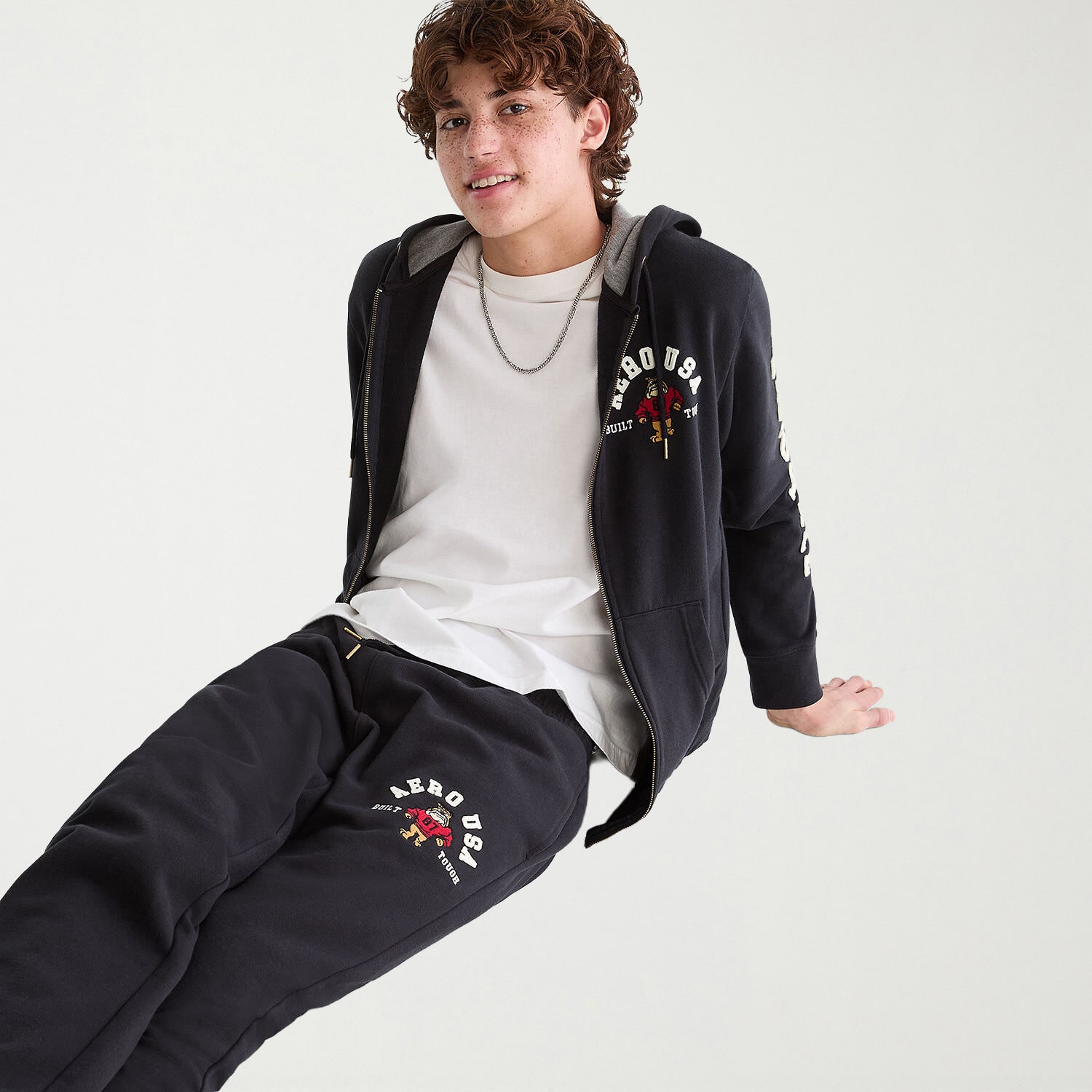 AEROPOSTALE Mens Long Sleeve Fleece Zipper Hoodie