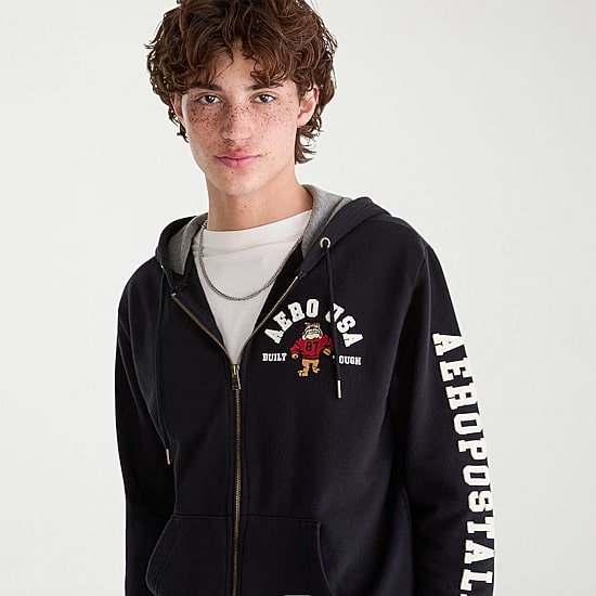 AEROPOSTALE Mens Long Sleeve Fleece Zipper Hoodie