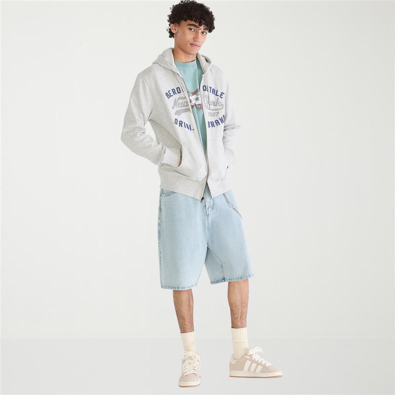 AEROPOSTALE Mens Long Sleeve Fleece Zipper Hoodie