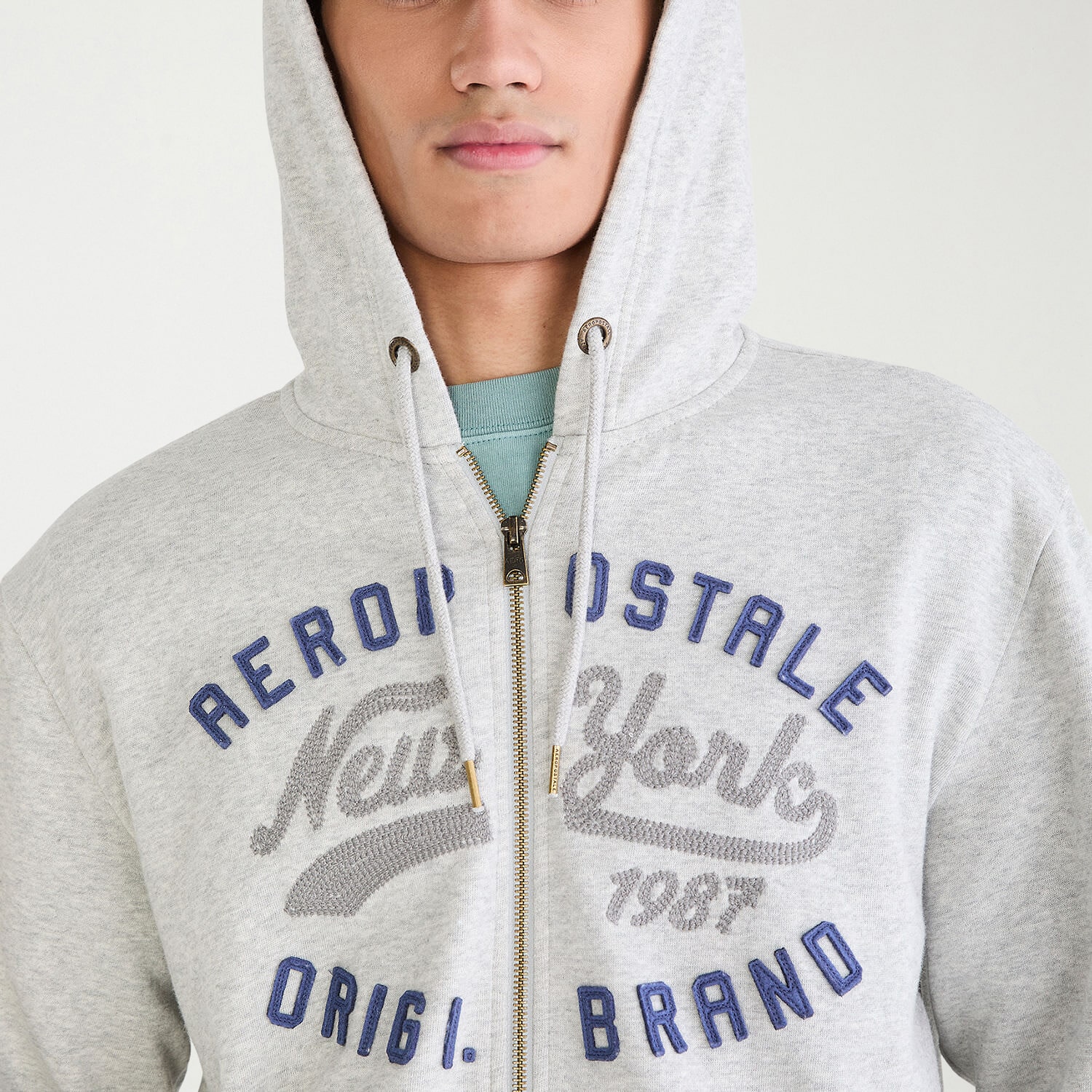 AEROPOSTALE Mens Long Sleeve Fleece Zipper Hoodie