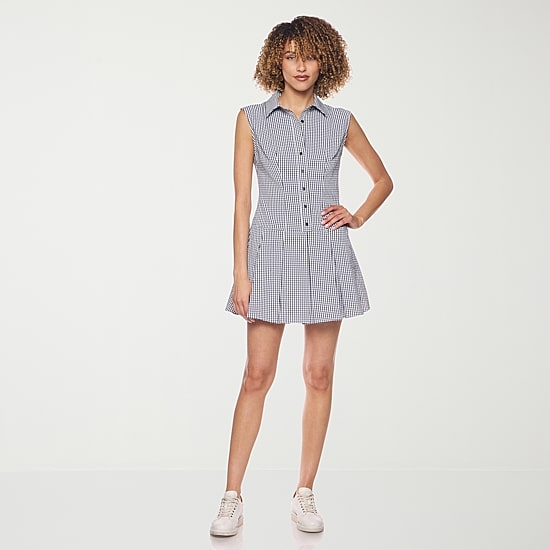 belle vie Womens Sleeveless Shirt Dress