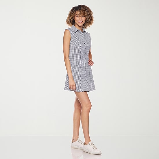 belle vie Womens Sleeveless Shirt Dress