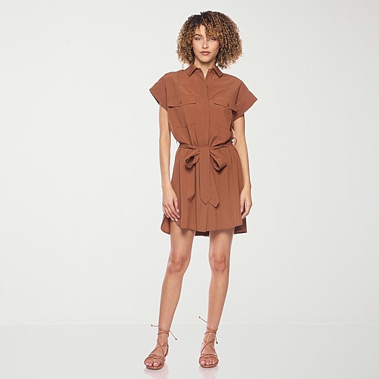 belle vie Womens Short Sleeve Shirt Dress