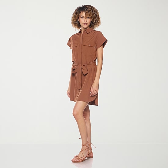 belle vie Womens Short Sleeve Shirt Dress