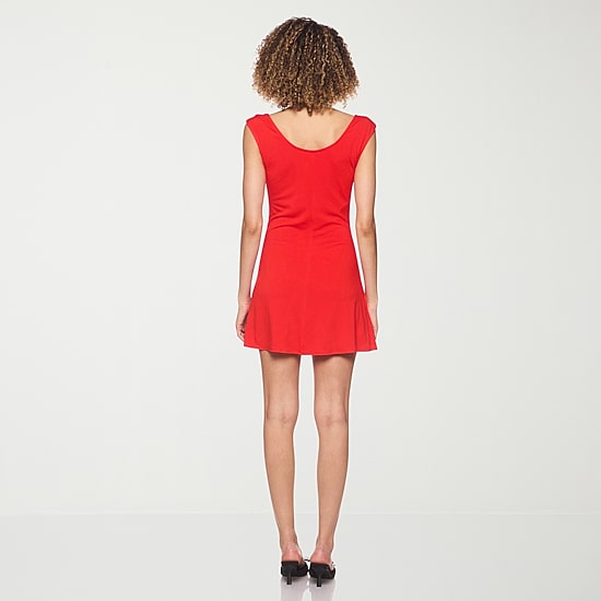 belle vie Womens Draped Neck Sleeveless A-Line Dress