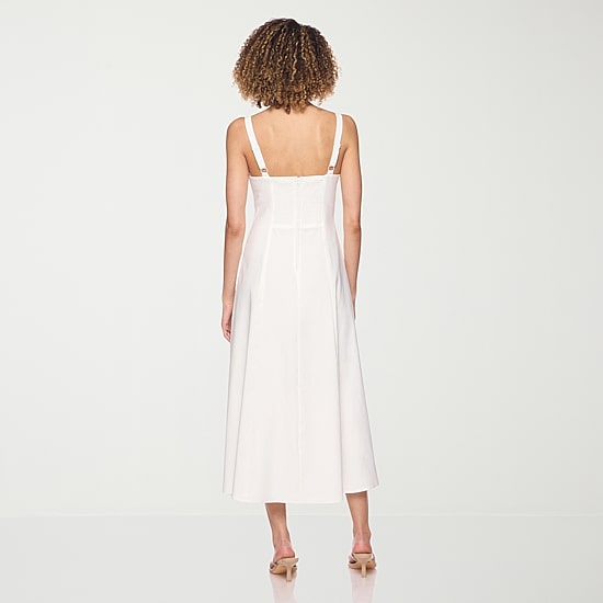 belle vie Womens Midi Sweetheart Neck Sleeveless Fit + Flare Dress