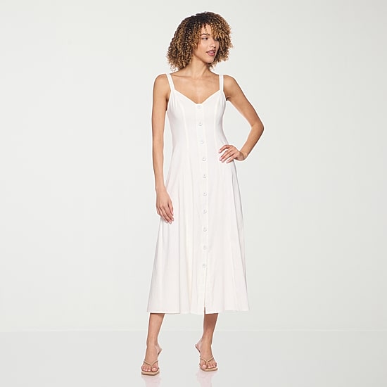 belle vie Womens Midi Sweetheart Neck Sleeveless Fit + Flare Dress