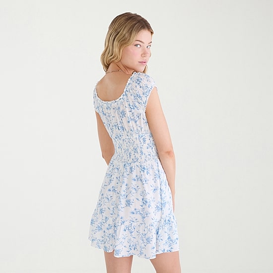 AEROPOSTALE Womens Juniors Keyhole Neck Short Sleeve Cap Fit + Flare Dress