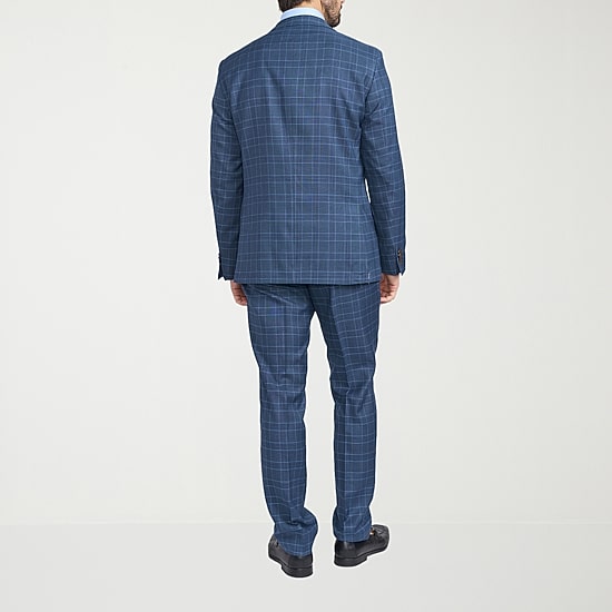 The Savile Row Co Pattern Mens Plaid 2-pc. Suit Set