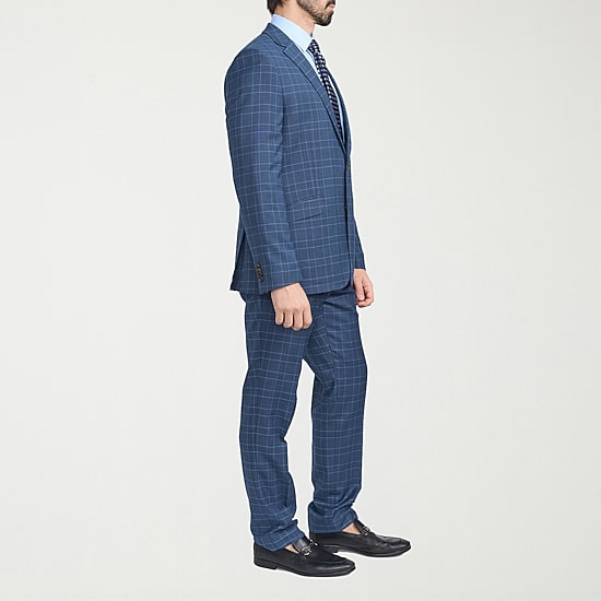 The Savile Row Co Pattern Mens Plaid 2-pc. Suit Set