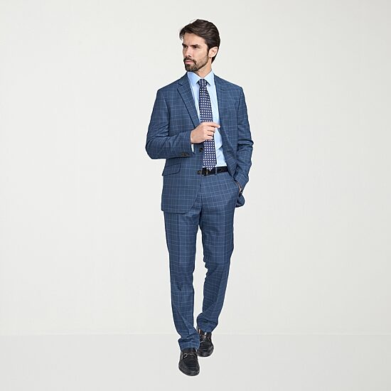 The Savile Row Co Pattern Mens Plaid 2-pc. Suit Set