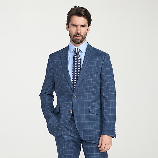 The Savile Row Co Pattern Mens Plaid 2-pc. Suit Set