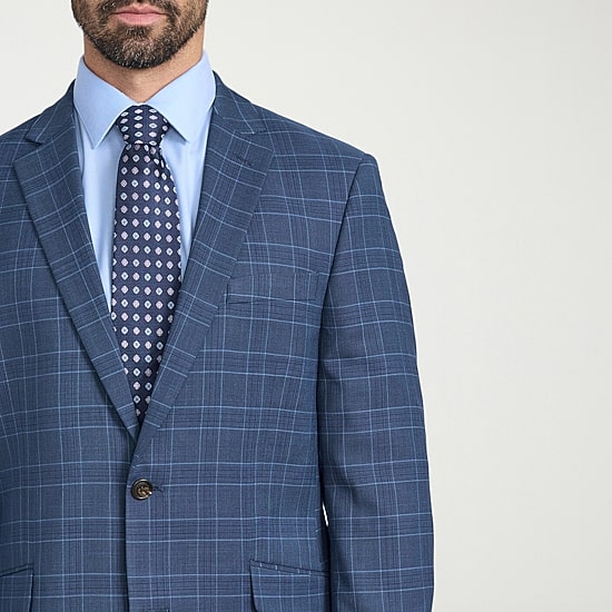 The Savile Row Co Pattern Mens Plaid 2-pc. Suit Set