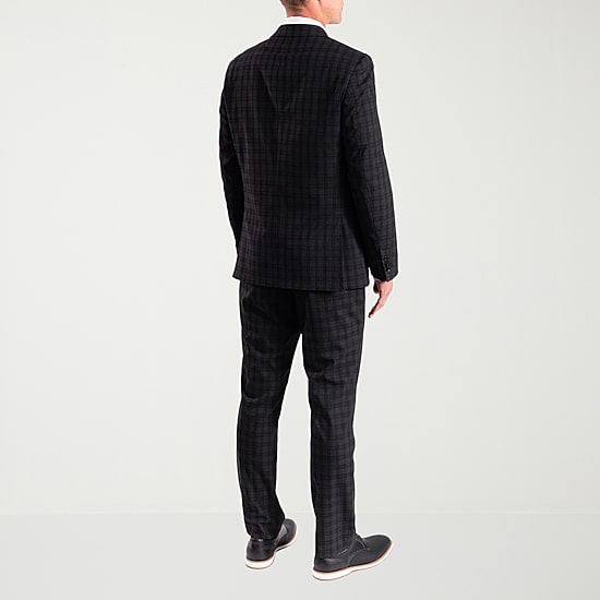 The Savile Row Co Pattern Mens Plaid 2-pc. Suit Set