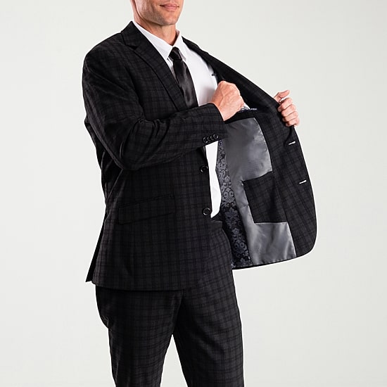 The Savile Row Co Pattern Mens Plaid 2-pc. Suit Set