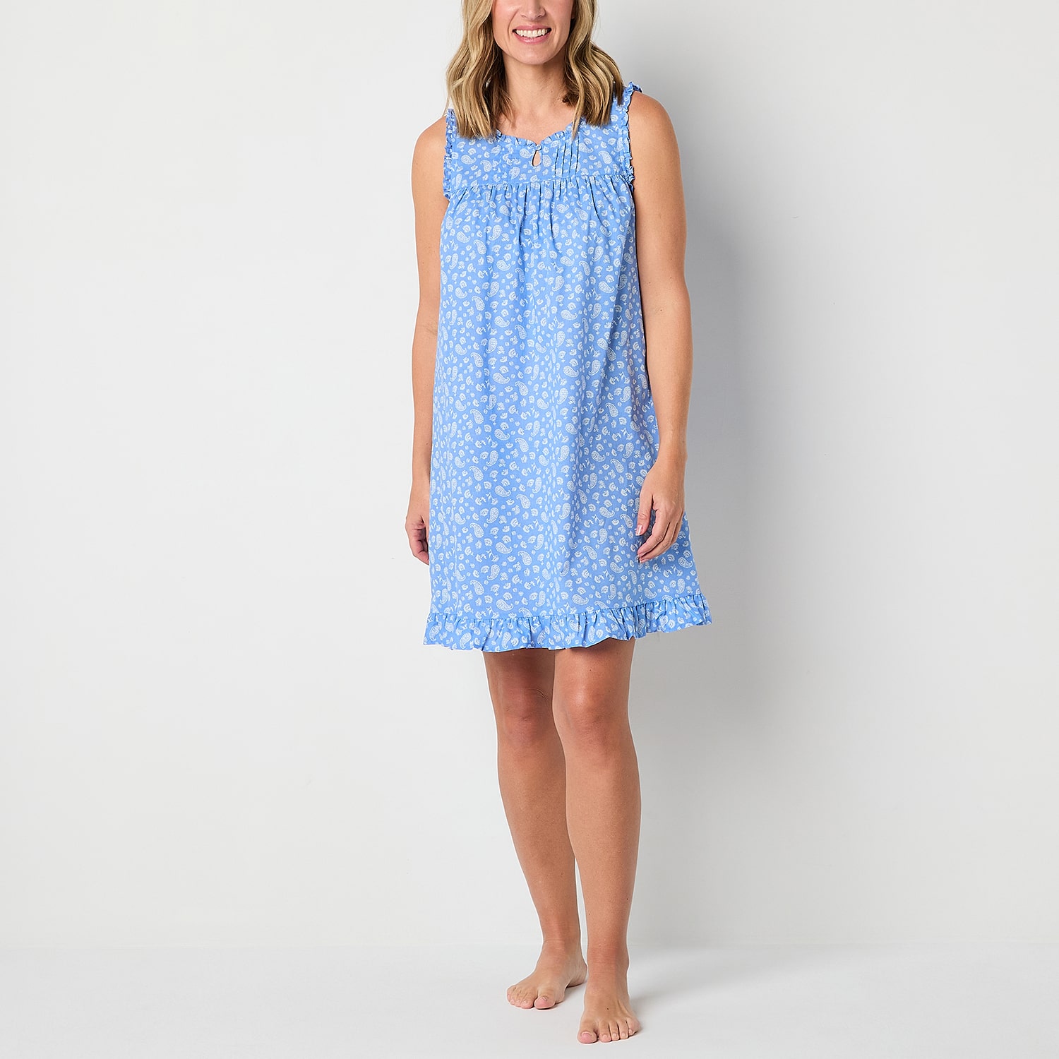 Adonna Womens Sleeveless Round Neck Nightgown