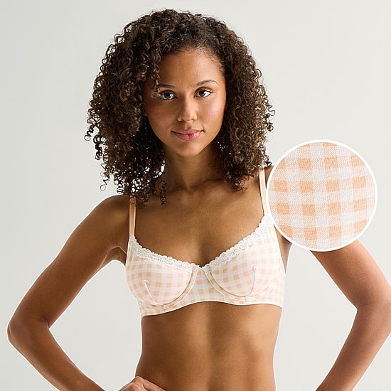 Arizona Body Cotton with Lace Unlined Balconette Bra
