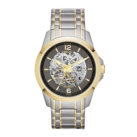 Relic By Fossil Mens Multi-Function Brown Leather Strap Watch