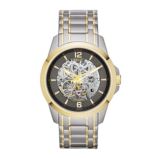 Relic By Fossil Relic Mens Automatic Two Tone Stainless Steel Bracelet Watch Zr12109