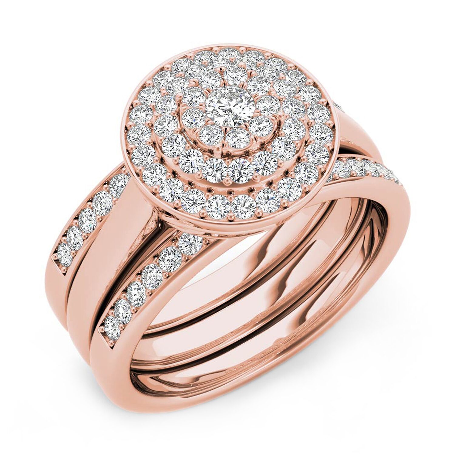 Womens CT. T.W. Natural White Diamond 10K Gold Round Bridal Set