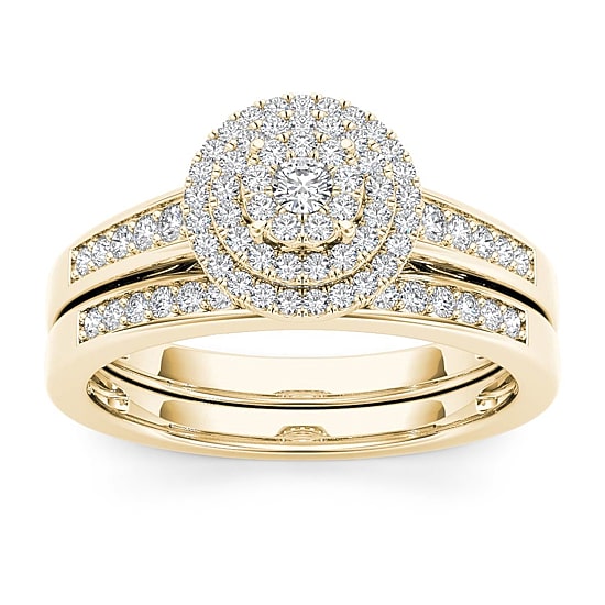 Womens 1/3 CT. T.W. Natural White Diamond 10K Gold Round Bridal Set