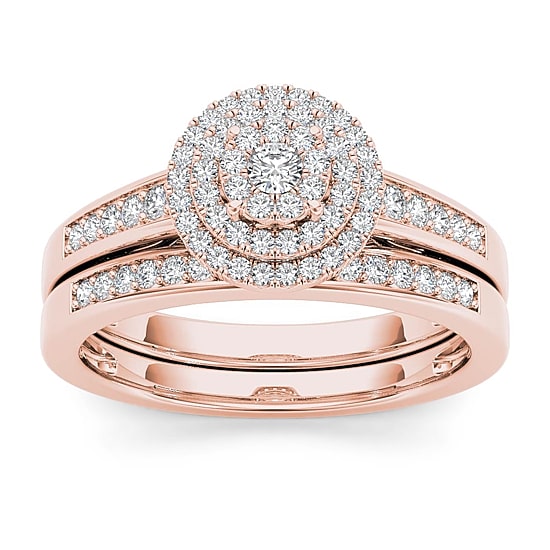 Womens 1/3 CT. T.W. Natural White Diamond 10K Gold Round Bridal Set