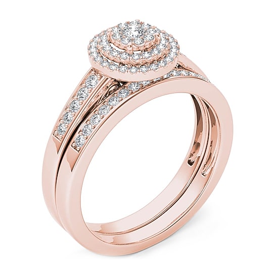Womens 1/3 CT. T.W. Natural White Diamond 10K Gold Round Bridal Set