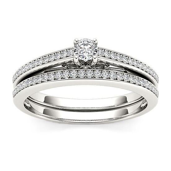 Womens 1/2 CT. T.W. Natural White Diamond 10K Gold Round Bridal Set