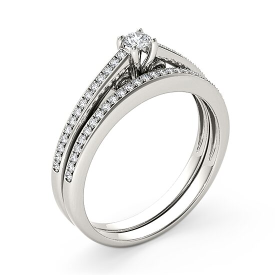 Womens 1/2 CT. T.W. Natural White Diamond 10K Gold Round Bridal Set