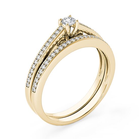 Womens 1/2 CT. T.W. Natural White Diamond 10K Gold Round Side Stone Bridal Set