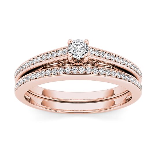 Womens 1/2 CT. T.W. Natural White Diamond 10K Gold Round Bridal Set
