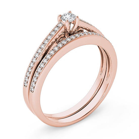 Womens 1/2 CT. T.W. Natural White Diamond 10K Gold Round Bridal Set