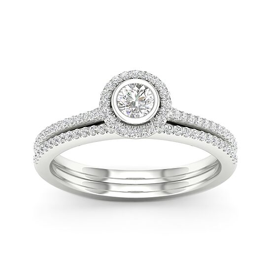 Womens 3/8 CT. T.W. Natural White Diamond 10K Gold Round Bridal Set