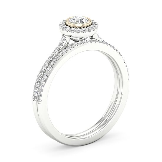 Womens 3/8 CT. T.W. Natural White Diamond 10K Two Tone Gold Round Bridal Set