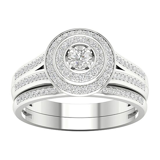 Womens 1/3 CT. T.W. Natural White Diamond 10K Gold Round Bridal Set