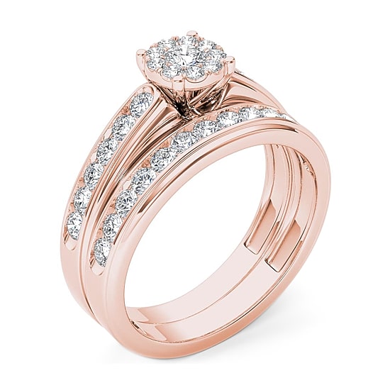 Womens 1 1/2 CT. T.W. Natural White Diamond 10K Gold Round Bridal Set