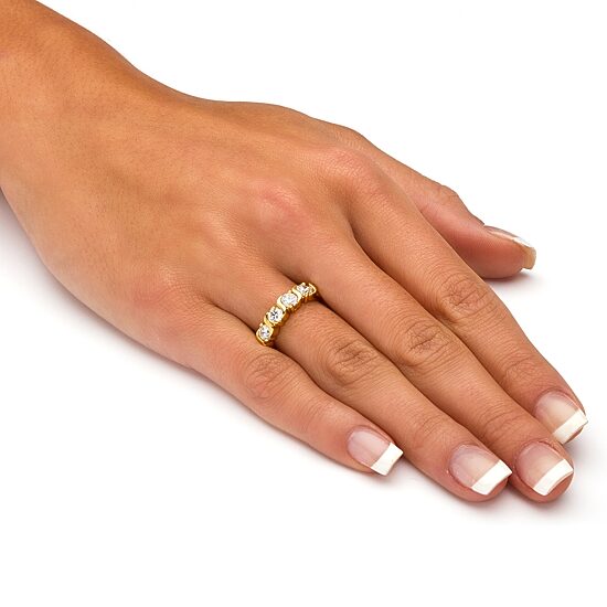 Womens 2.5MM 1 CT. T.W. Cubic Zirconia 18K Gold Over Brass Band