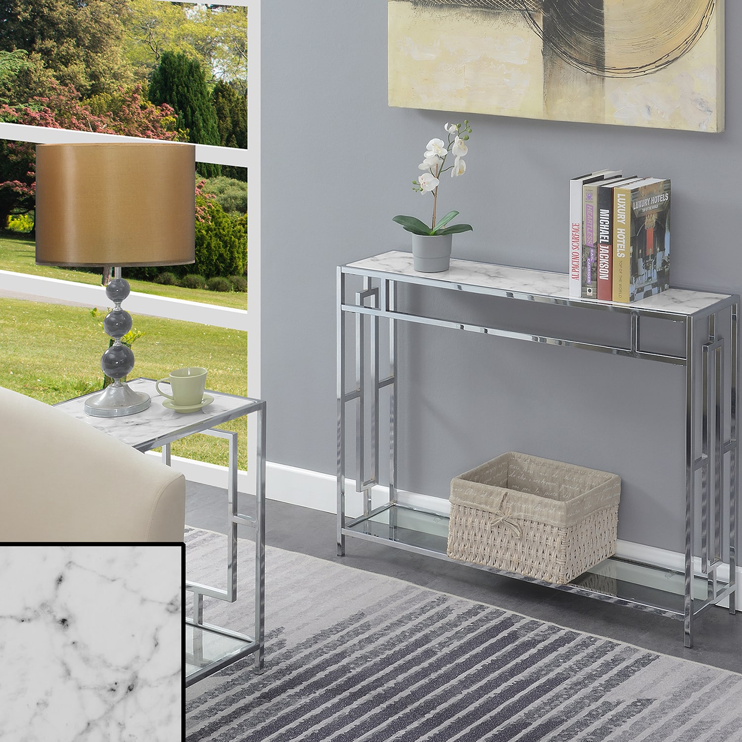 Town Square Chrome Console Table