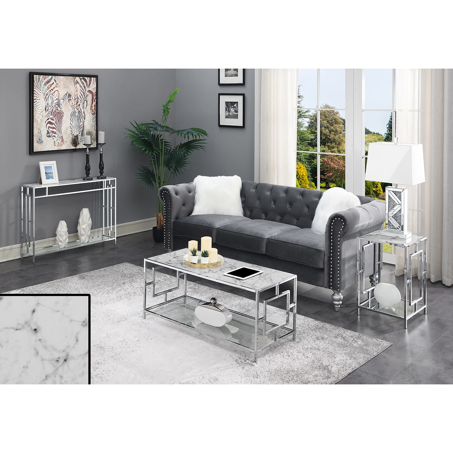 Town Square Chrome Console Table