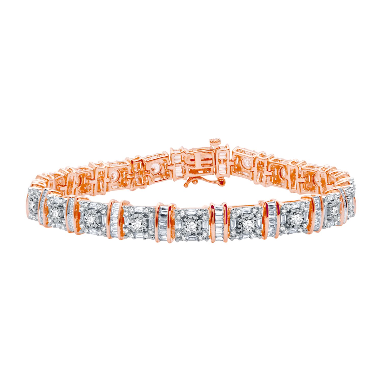 Womens 5 CT. T.W. Natural White Diamond 10K Gold 7.5 Inch Tennis Bracelet