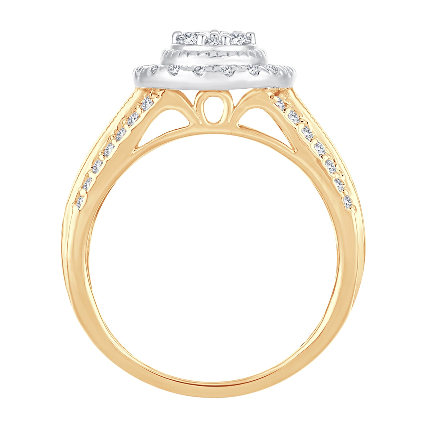 Womens 1 CT.T.W. Natural Diamond 10K or 14K Gold Pear Side Stone Halo Engagement Ring